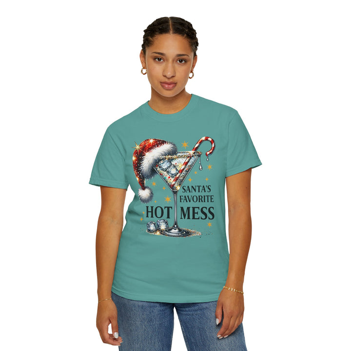 Holiday T-Shirt — "Santa’s Favorite Hot Mess" Christmas Cocktail Tee - Beguiling Phenix Boutique