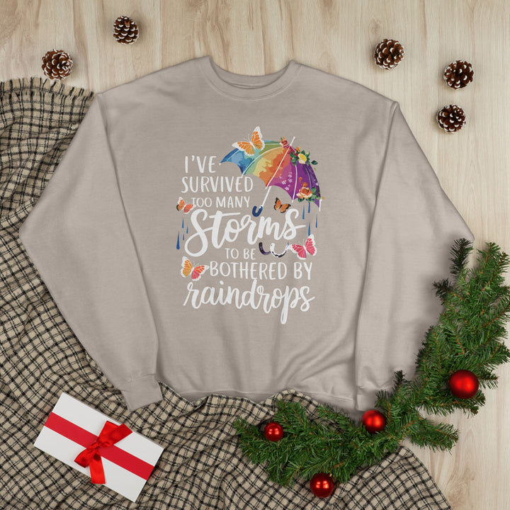 Survived Storms Sweatshirt - Inspirational EcoSmart Crewneck - Beguiling Phenix Boutique