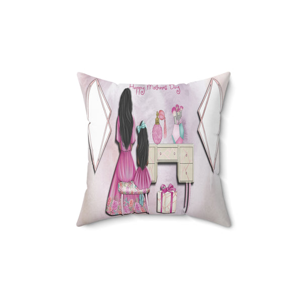 Happy Mothers Day Faux Suede Square Pillow (Brown Girls) (ADD A PICTURE) - Beguiling Phenix Boutique