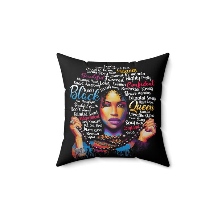 Black Queen Faux Suede Square Pillow - Beguiling Phenix Boutique