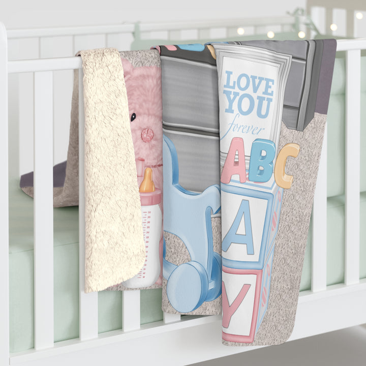Blue & Pink Welcome Baby Fleece Blanket - Beguiling Phenix Boutique
