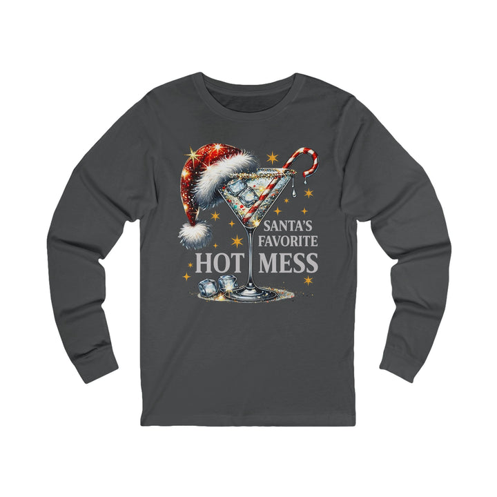 Santa’s Favorite “Hot Mess” Long Sleeve Tee — Festive Holiday Cocktail Shirt - Beguiling Phenix Boutique