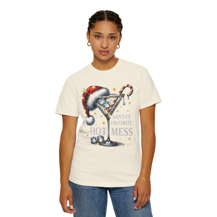 Holiday T-Shirt — "Santa’s Favorite Hot Mess" Christmas Cocktail Tee - Beguiling Phenix Boutique