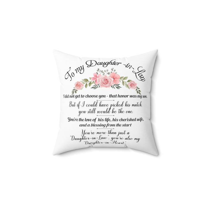 To My Daughter-in-law Faux Suede Square Pillow - Beguiling Phenix Boutique