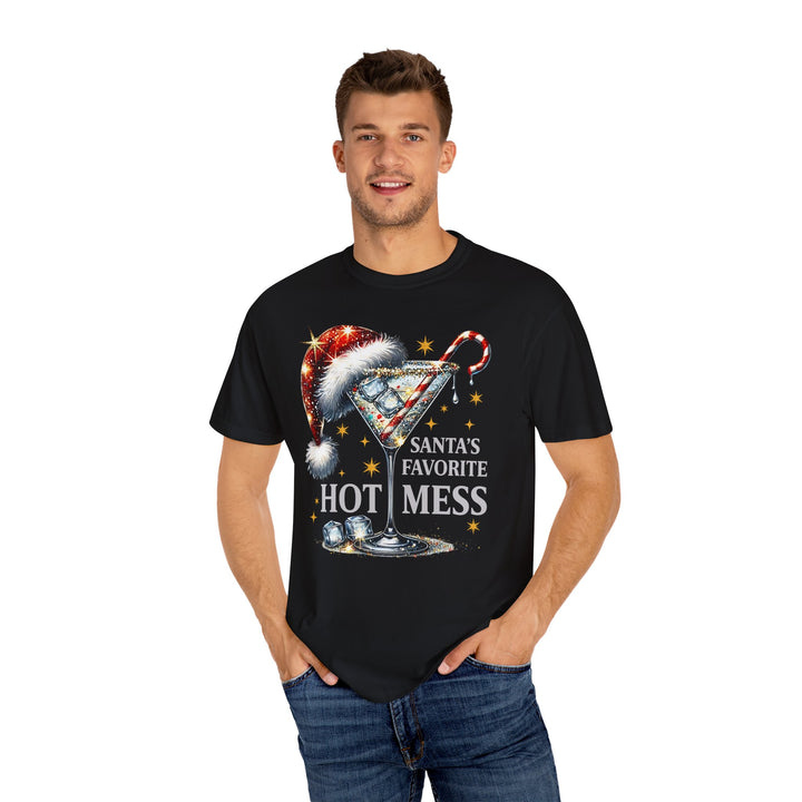 Holiday T-Shirt — "Santa’s Favorite Hot Mess" Christmas Cocktail Tee - Beguiling Phenix Boutique