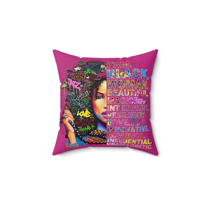 Black Woman Faux Suede Square Pillow - Beguiling Phenix Boutique