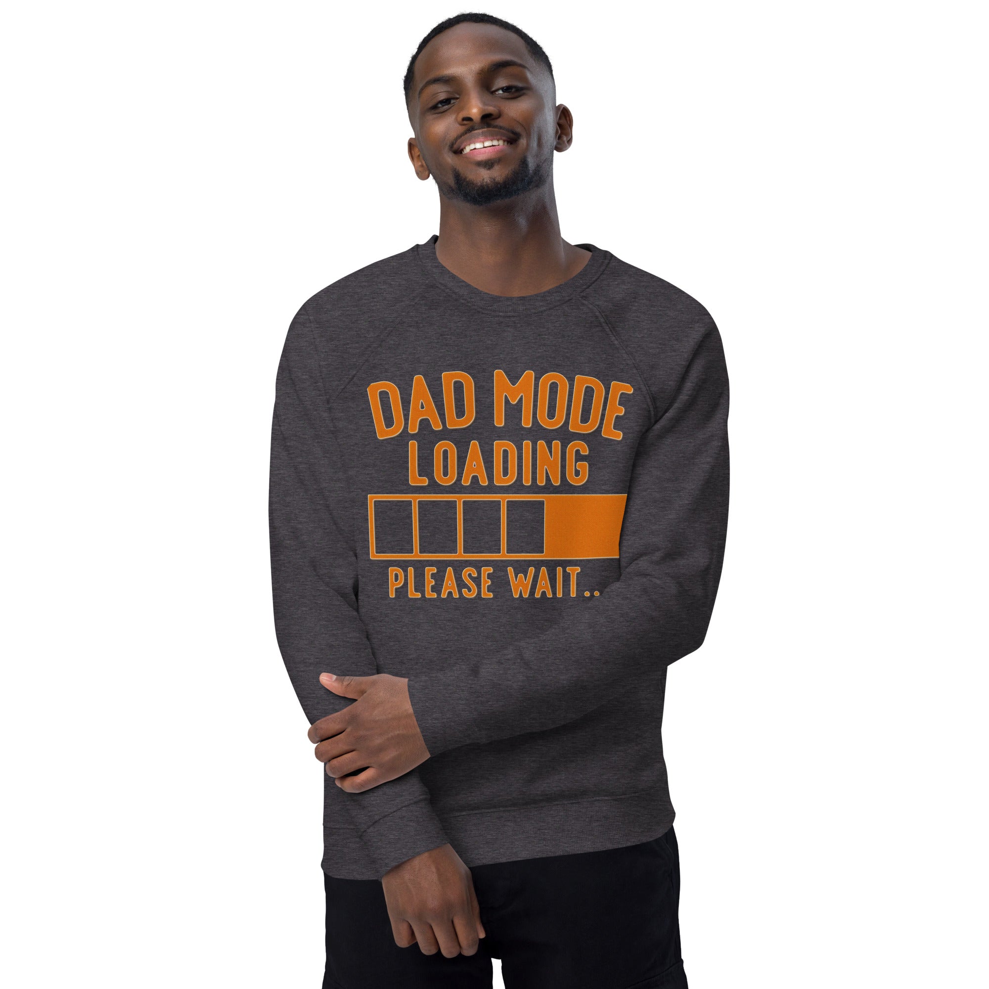 Dad Mode Loading Unisex Organic Raglan Sweatshirt, Beguiling Phenix Boutique