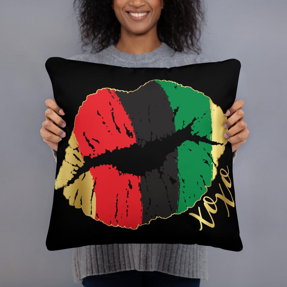 African Flag Lips Throw Pillow - Beguiling Phenix Boutique