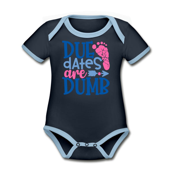 Due Dates Are Dumb Organic Contrast Short Sleeve Baby Bodysuit - Beguiling Phenix Boutique