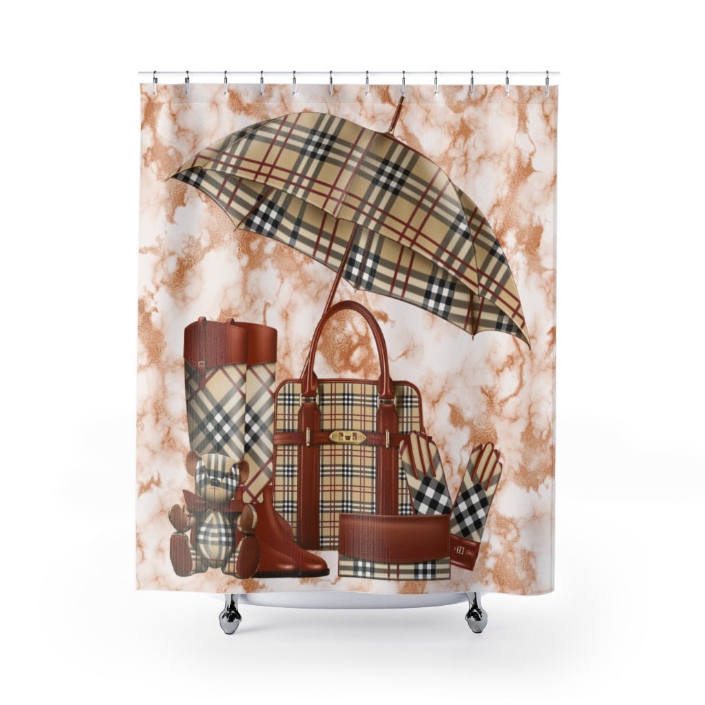 Fashionista Shower Curtain & Bath Mat-Brown - Beguiling Phenix Boutique