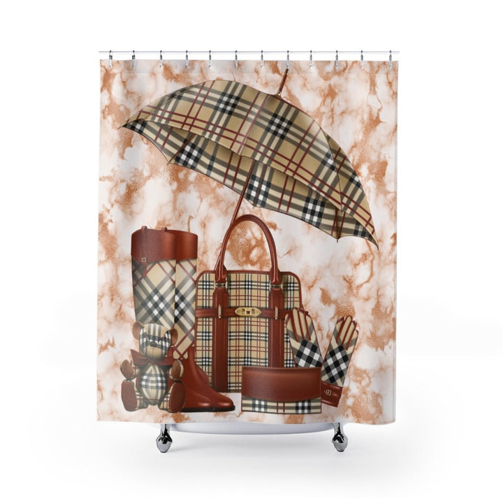 Fashionista Shower Curtain & Bath Mat-Brown - Beguiling Phenix Boutique