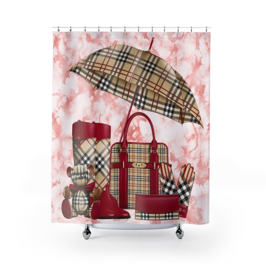 Fashionista Shower Curtain & Bath Mat-Red - Beguiling Phenix Boutique