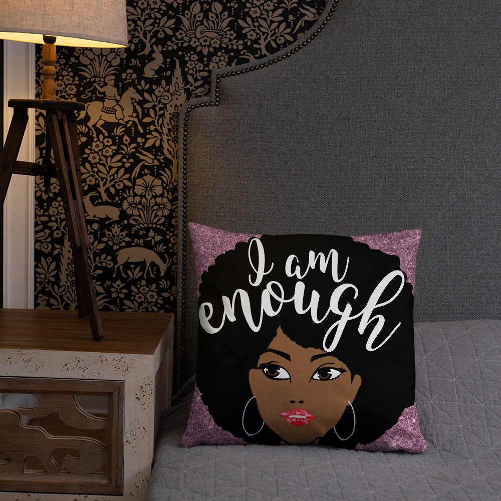 I Am Enough Throw Pillow-Pink - Beguiling Phenix Boutique