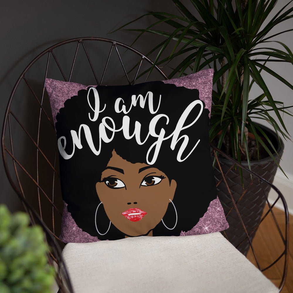 I Am Enough Throw Pillow-Pink - Beguiling Phenix Boutique