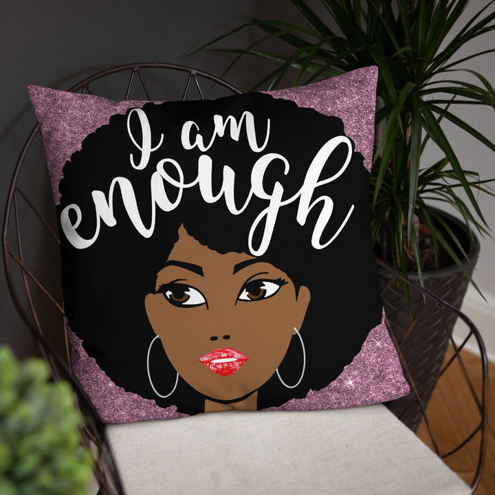 I Am Enough Throw Pillow-Pink - Beguiling Phenix Boutique