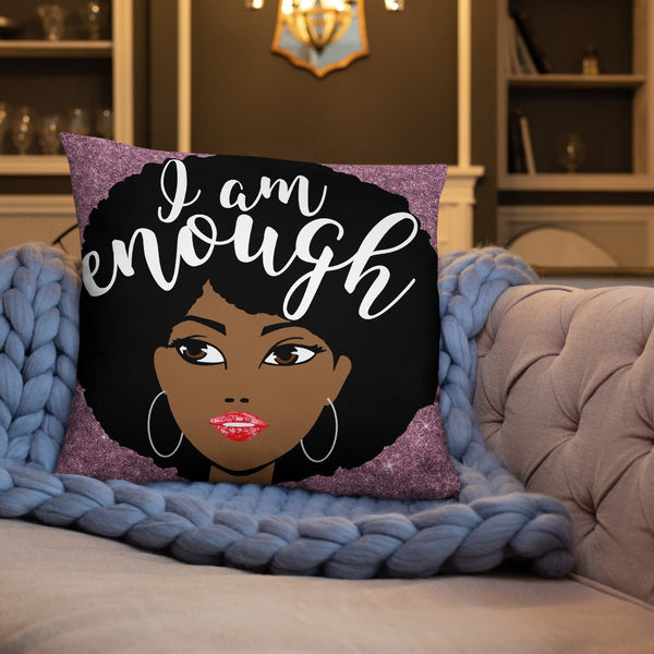 I Am Enough Throw Pillow-Pink - Beguiling Phenix Boutique