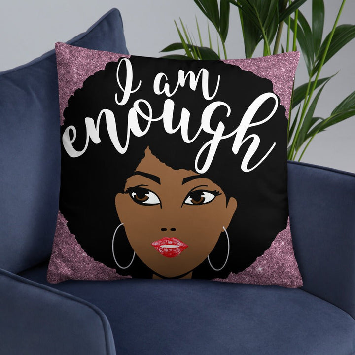 I Am Enough Throw Pillow-Pink - Beguiling Phenix Boutique