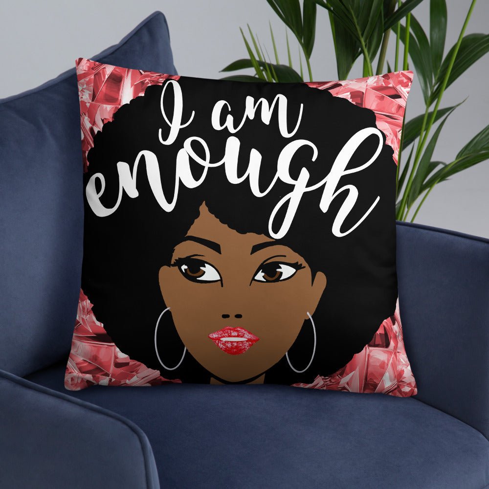 I Am Enough Throw Pillow-Red - Beguiling Phenix Boutique