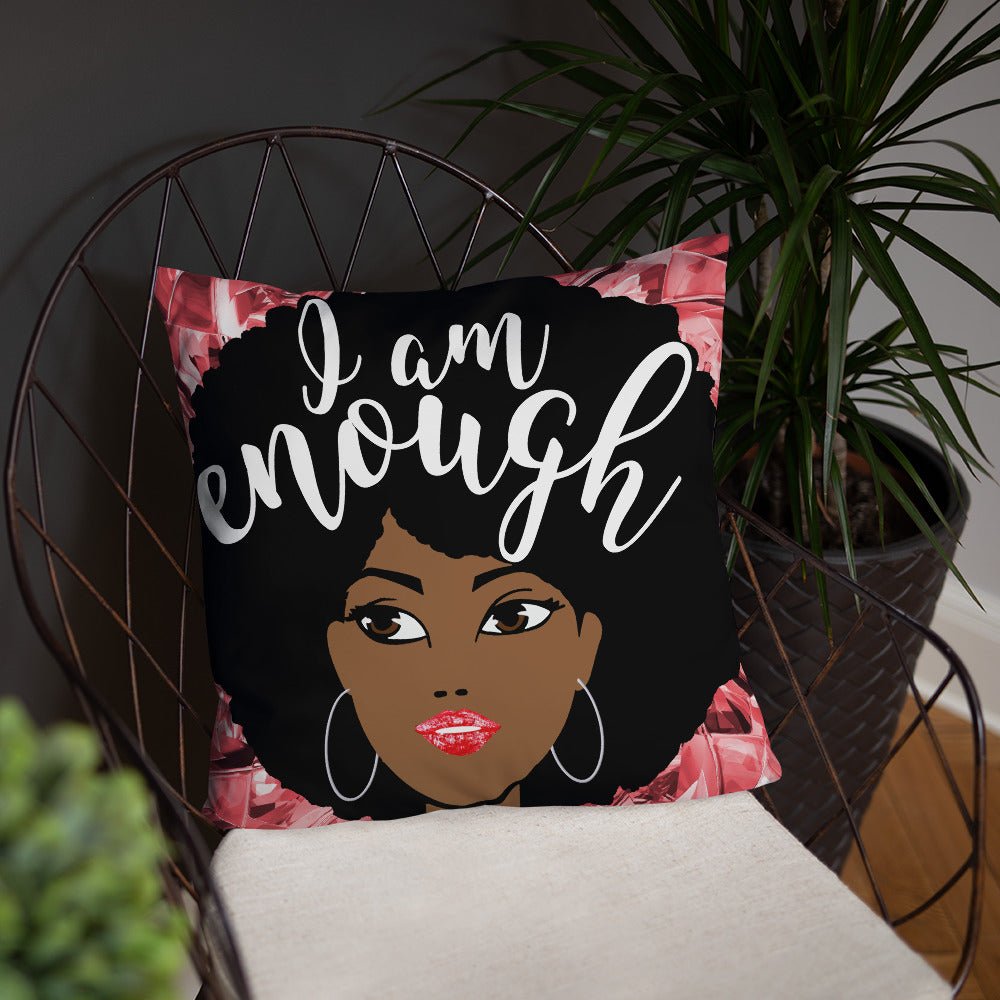 I Am Enough Throw Pillow-Red - Beguiling Phenix Boutique