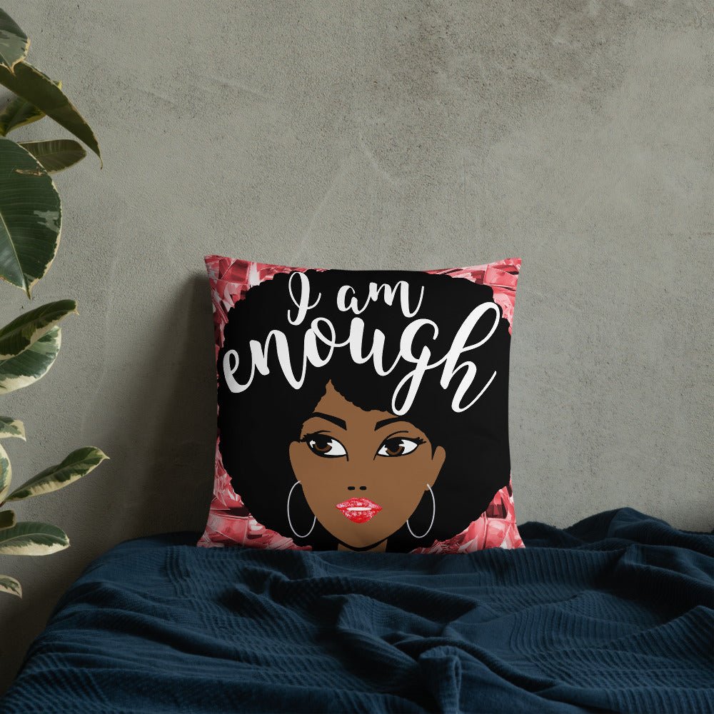 I Am Enough Throw Pillow-Red - Beguiling Phenix Boutique