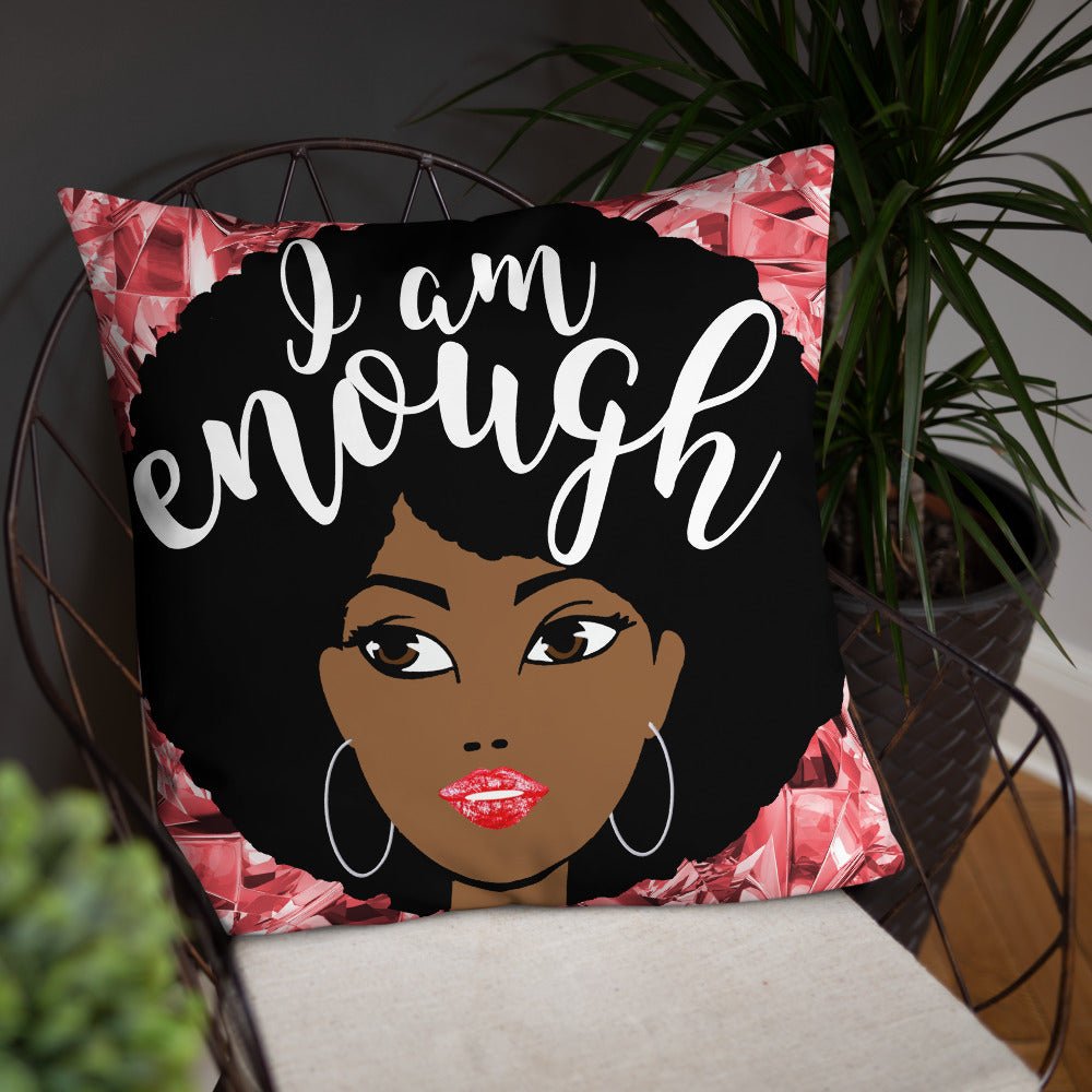 I Am Enough Throw Pillow-Red - Beguiling Phenix Boutique