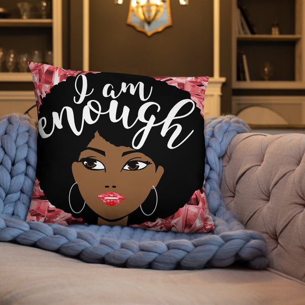 I Am Enough Throw Pillow-Red - Beguiling Phenix Boutique