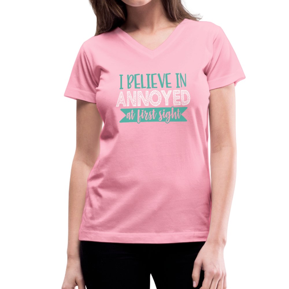 I Believe In Annoyed At First Sight Women's V-Neck Shirt - Beguiling Phenix Boutique