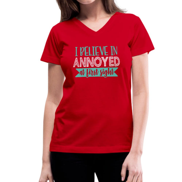 I Believe In Annoyed At First Sight Women's V-Neck Shirt - Beguiling Phenix Boutique