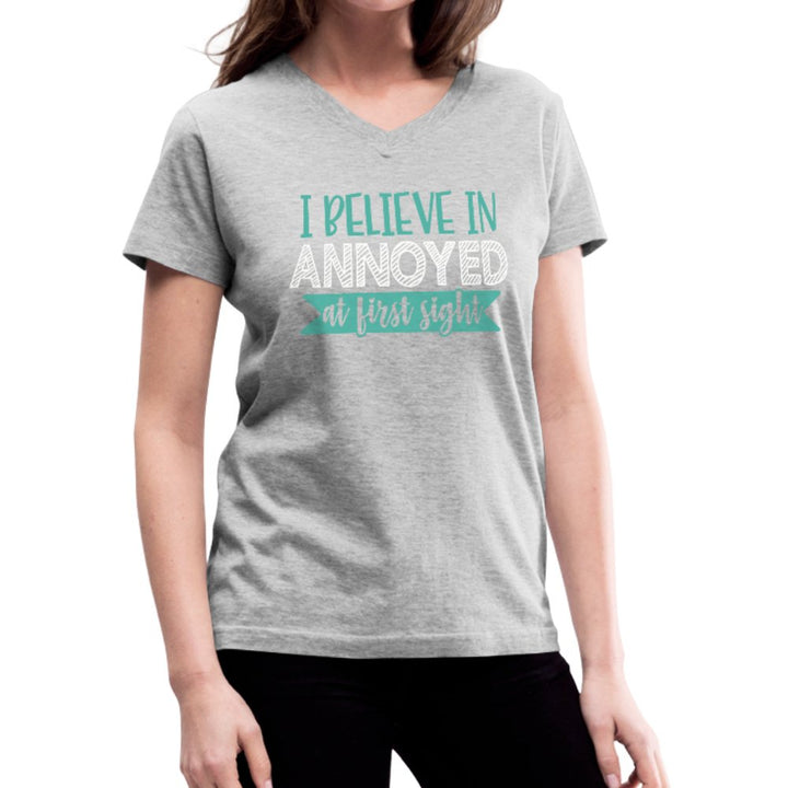 I Believe In Annoyed At First Sight Women's V-Neck Shirt - Beguiling Phenix Boutique