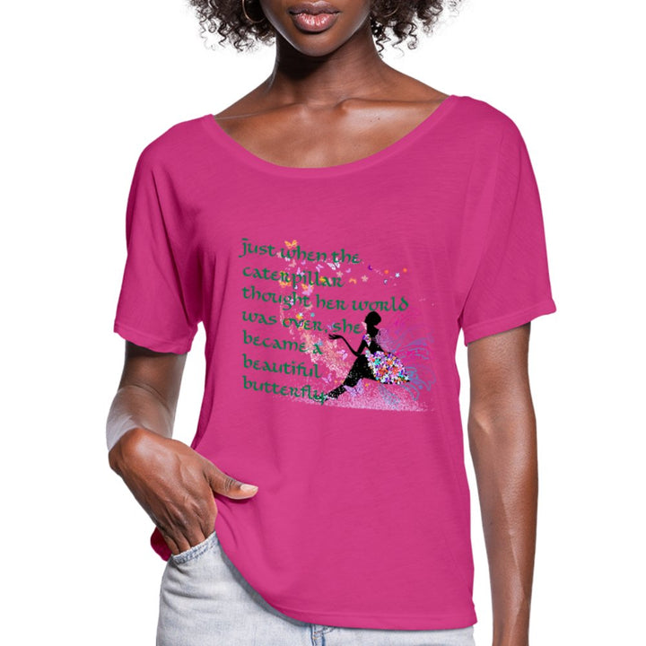 Just When The Caterpillar Ladies Flowy Shirt - Beguiling Phenix Boutique