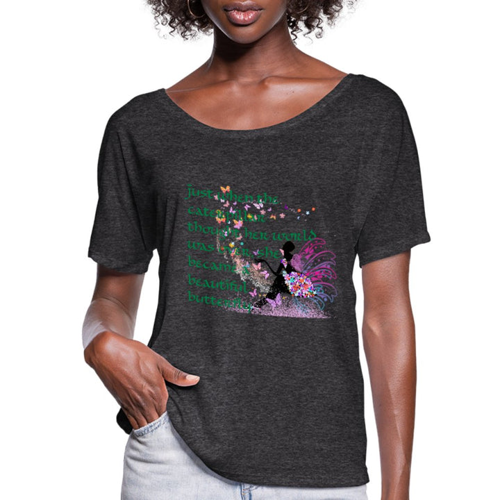 Just When The Caterpillar Ladies Flowy Shirt - Beguiling Phenix Boutique
