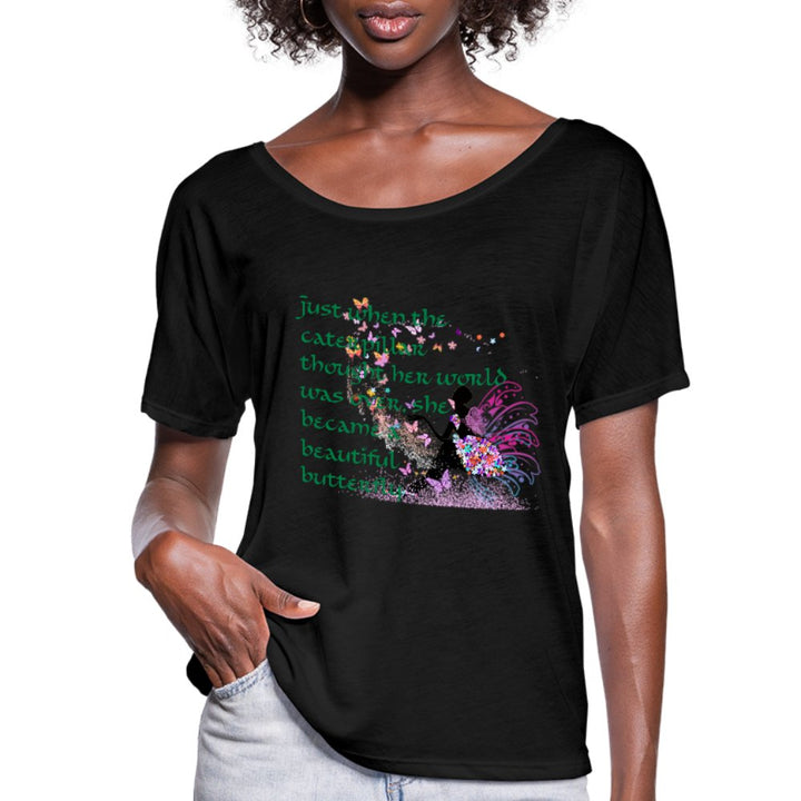 Just When The Caterpillar Ladies Flowy Shirt - Beguiling Phenix Boutique