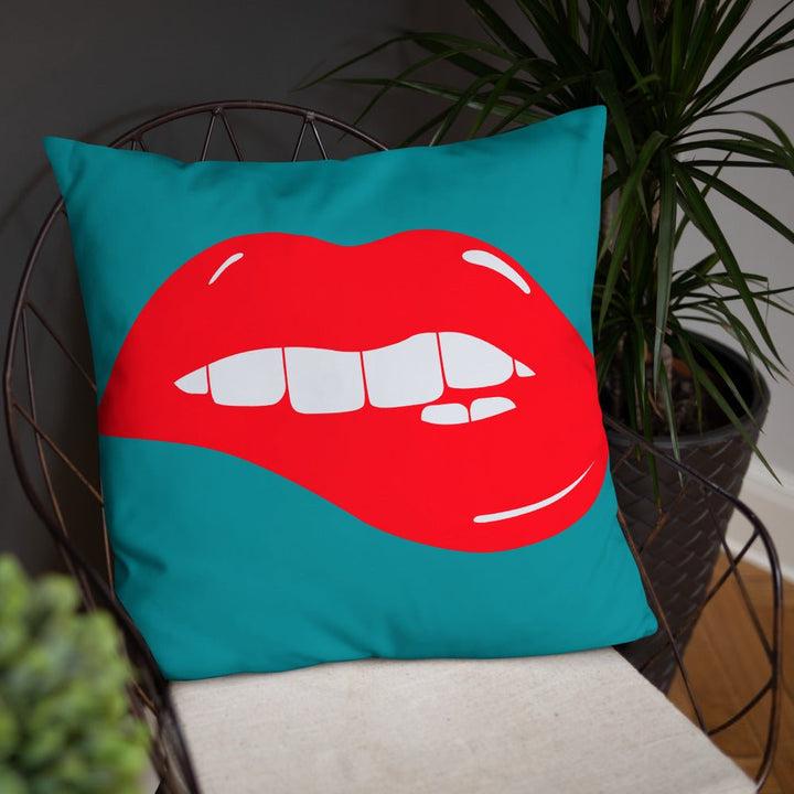 Lips Throw Pillow-Teal - Beguiling Phenix Boutique