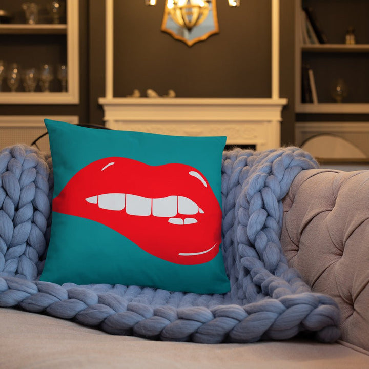 Lips Throw Pillow-Teal - Beguiling Phenix Boutique