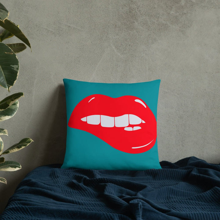 Lips Throw Pillow-Teal - Beguiling Phenix Boutique