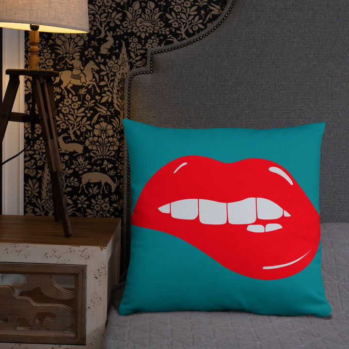 Lips Throw Pillow-Teal - Beguiling Phenix Boutique