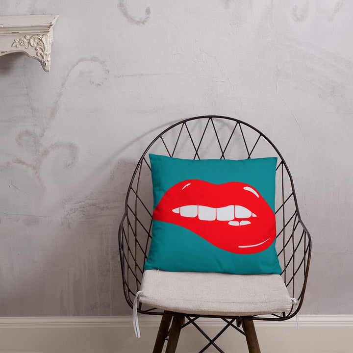 Lips Throw Pillow-Teal - Beguiling Phenix Boutique