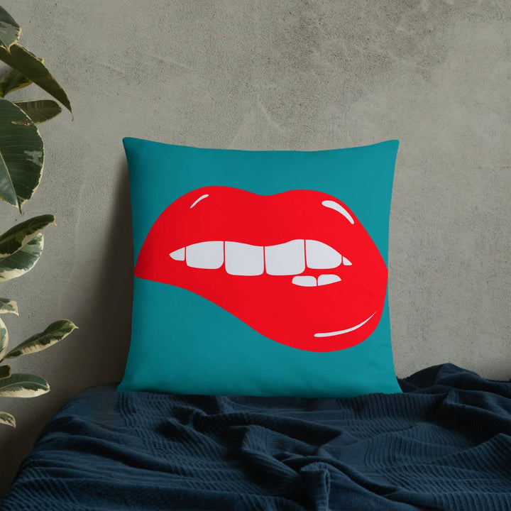 Lips Throw Pillow-Teal - Beguiling Phenix Boutique