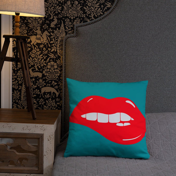 Lips Throw Pillow-Teal - Beguiling Phenix Boutique