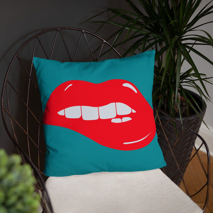 Lips Throw Pillow-Teal - Beguiling Phenix Boutique