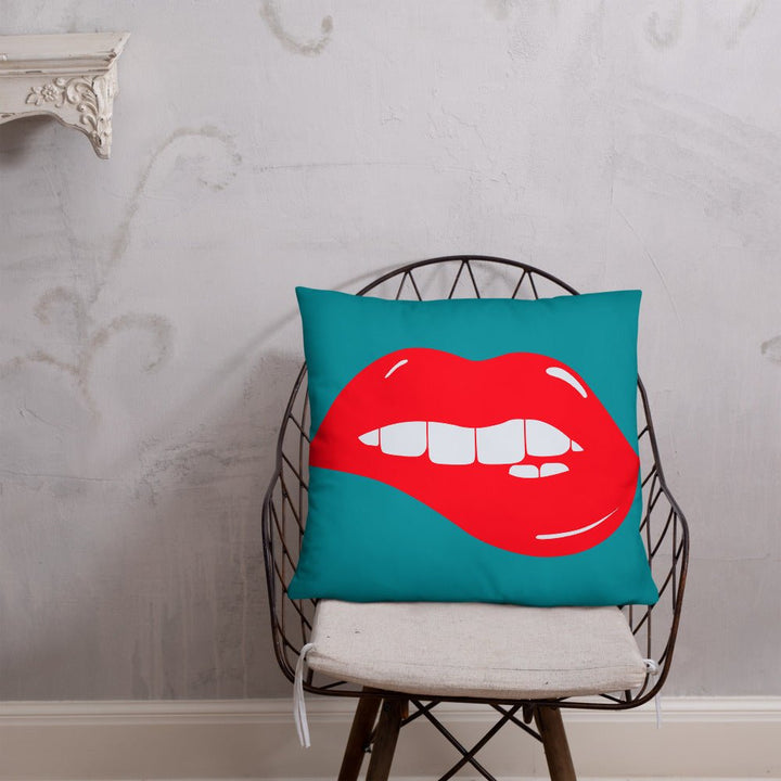 Lips Throw Pillow-Teal - Beguiling Phenix Boutique