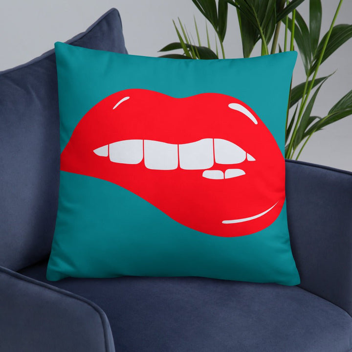 Lips Throw Pillow-Teal - Beguiling Phenix Boutique