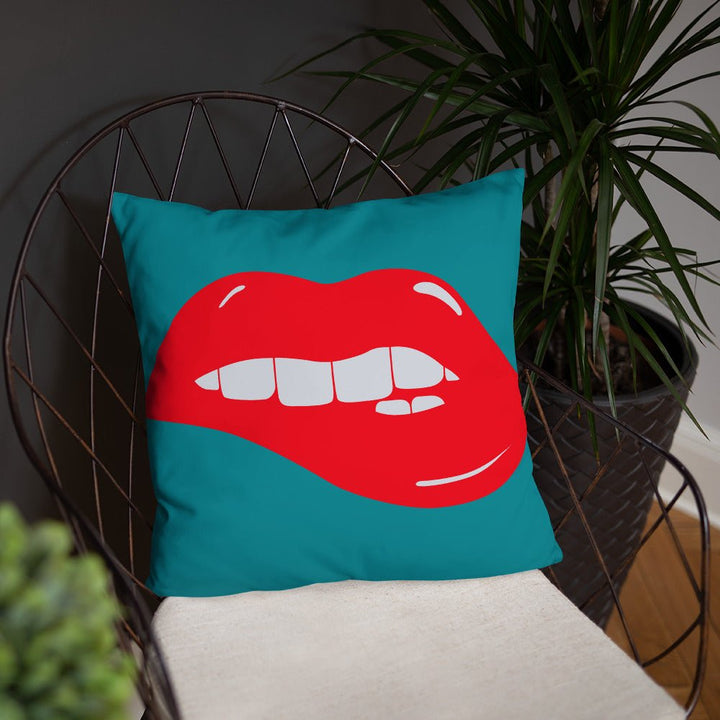 Lips Throw Pillow-Teal - Beguiling Phenix Boutique