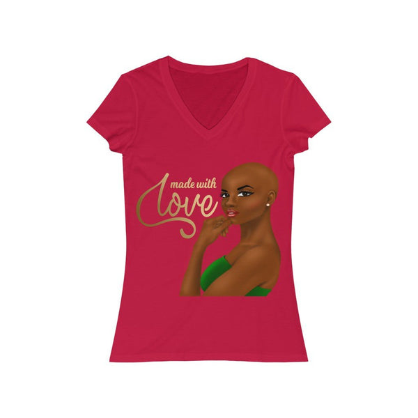 Made With Love Ladies Short Sleeve V-Neck Shirt - Beguiling Phenix Boutique