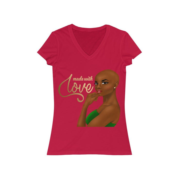 Made With Love Ladies Short Sleeve V-Neck Shirt - Beguiling Phenix Boutique