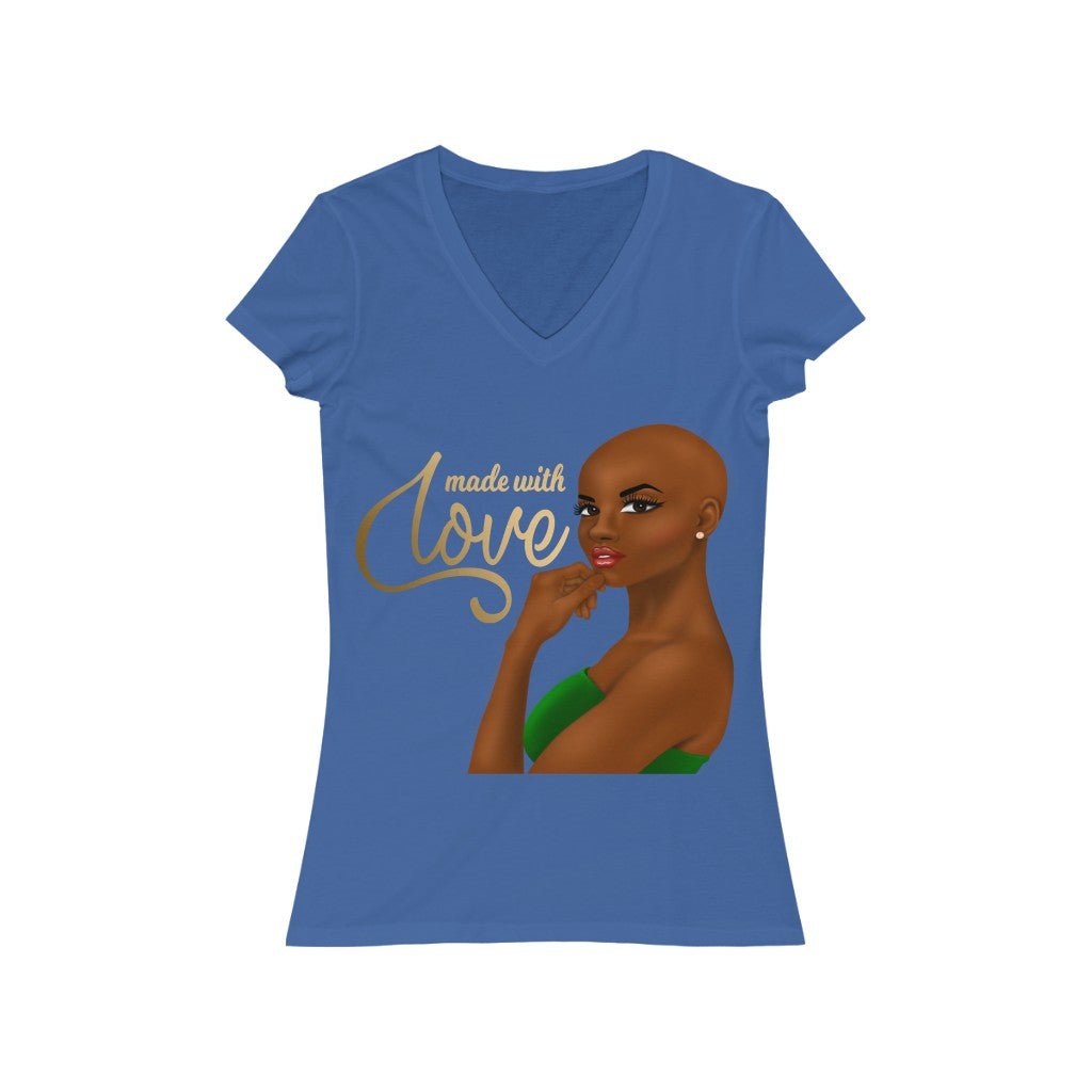 Made With Love Ladies Short Sleeve V-Neck Shirt - Beguiling Phenix Boutique