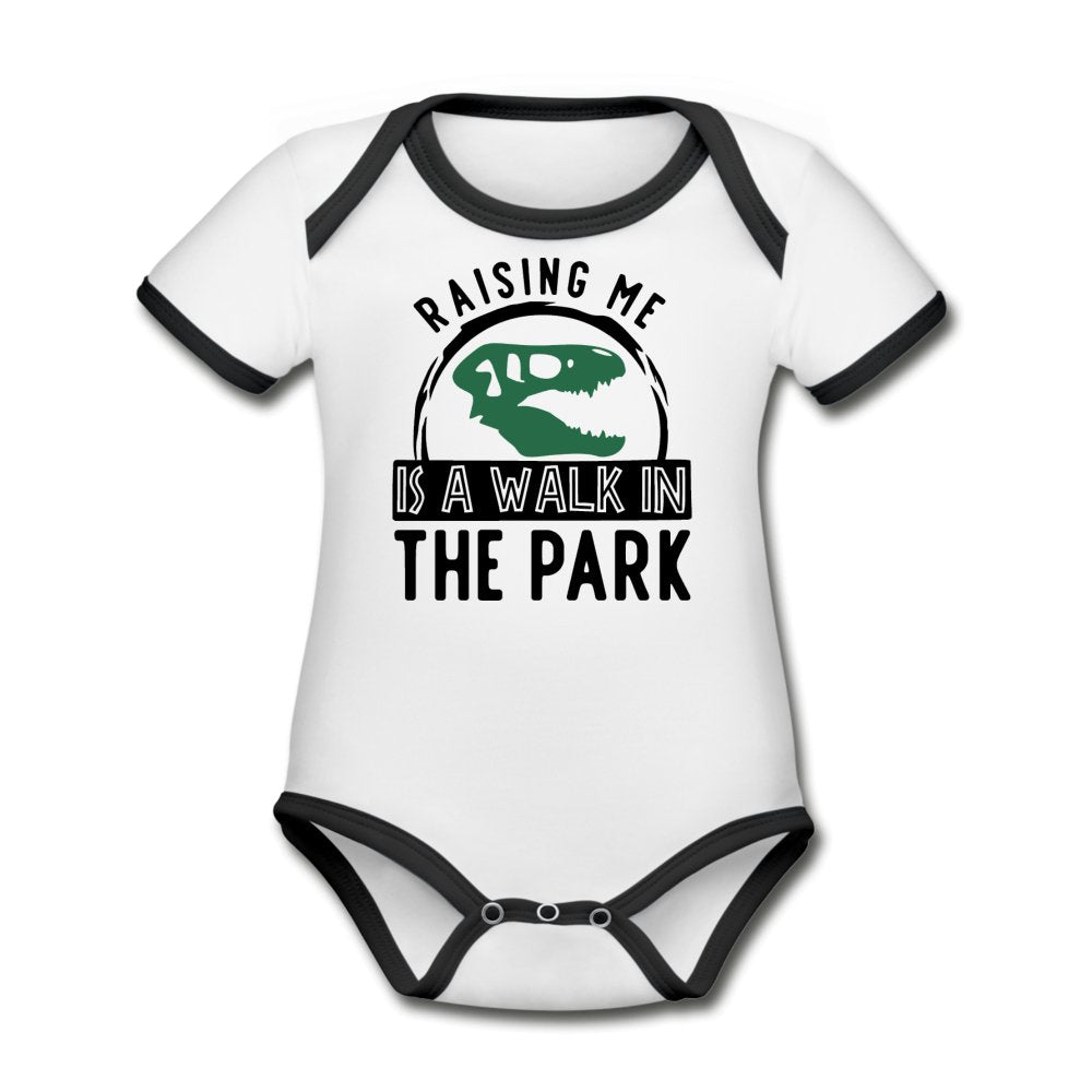 Raising Me Is A Walk In The Park Organic Contrast Short Sleeve Baby Bodysuit - Beguiling Phenix Boutique