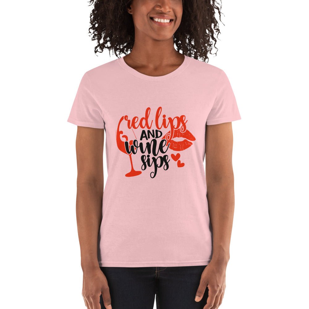 Red Lips and Wine Sips Shirt - Beguiling Phenix Boutique