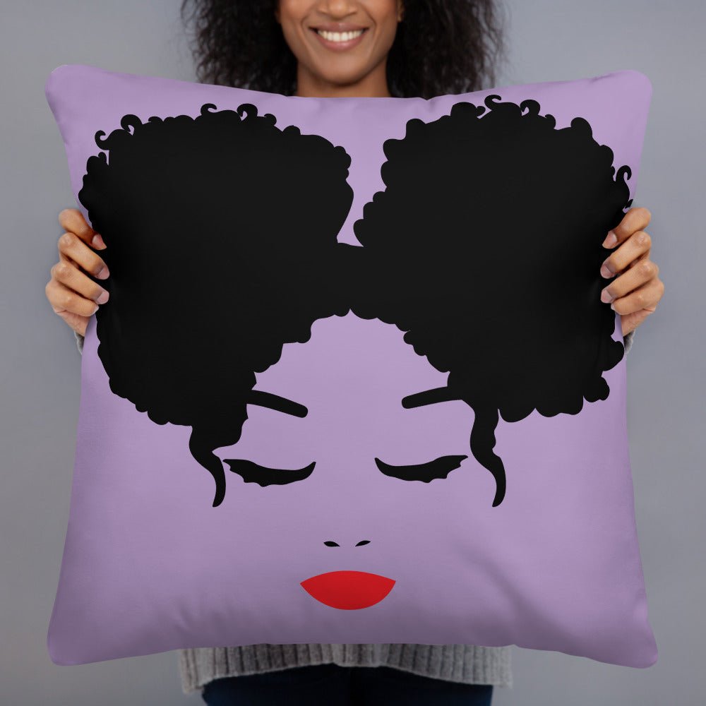 Sitting Pretty Afro Puffs Throw Pillow-Purple - Beguiling Phenix Boutique