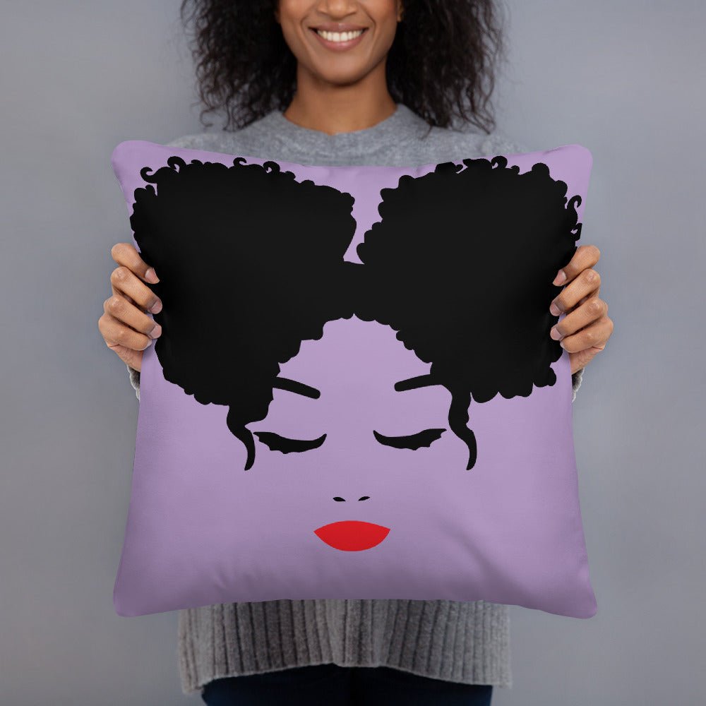 Sitting Pretty Afro Puffs Throw Pillow-Purple - Beguiling Phenix Boutique